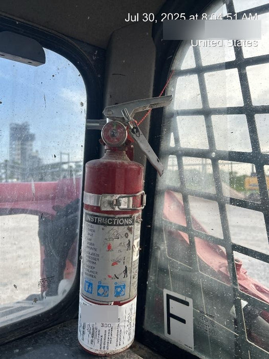 2019 Takeuchi TL10V2-CR Cab/Heat/AC, Rubber Tracks, Backup Alarm, Front & rear working Lights, Auxiliary Hydraulics, 2 Speed Travel, Engine Monitoring System, Hydraulic universal quick hitch w/76" HD smooth dirt bucket with bolt-on edge, 20.3 cubic feet capacity, 48" Pallet forks and frame