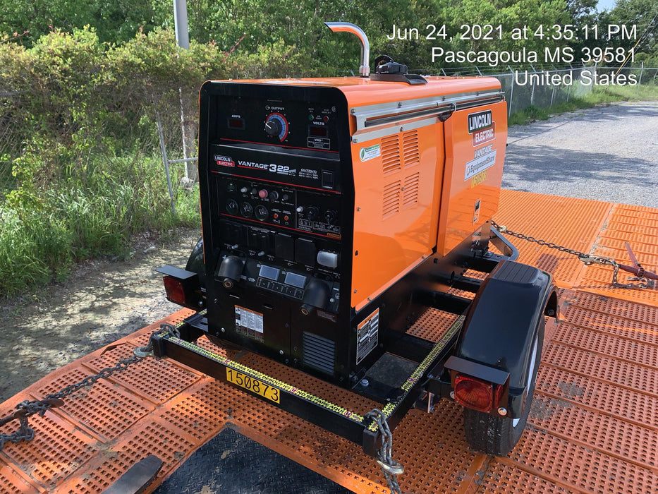 2021 Lincoln Electric Vantage 322 Vantage 322 Ready Pak 3 w/ Telematics & Decals, ORANGE (includes trailer, cable rack, fender light kit)