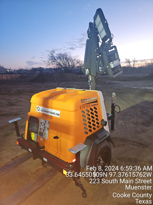 2023 Generac MLT2 Diesel, Flex Switch 120V Input, Powerzone Controller, 
(4) 320W LED Lights, 4kW Generator, 39.9 Gal Fuel Tank, 2" Ball, T3