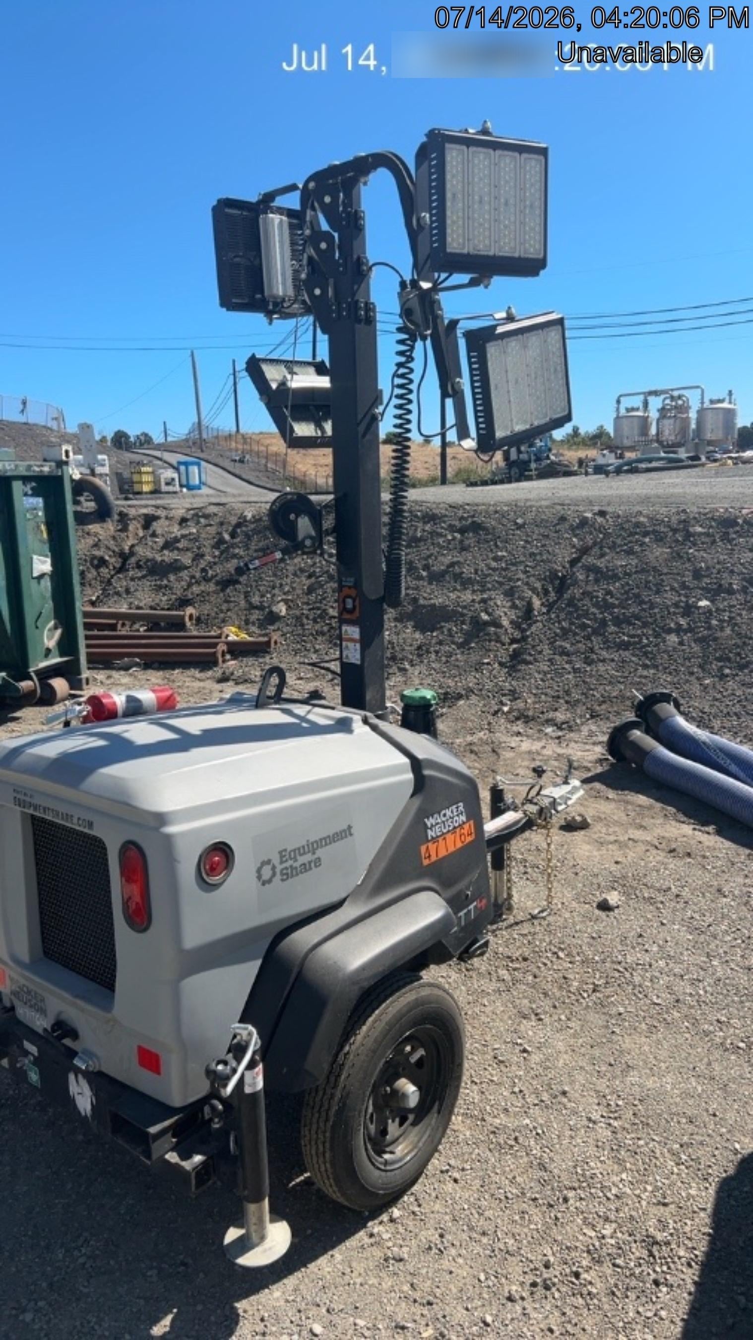 2024 Wacker Neuson LTT4 Diesel, Kohler KDW702, Deep Sea Controller, Auto Start, LED 320W, Bypass Outlet, T3
