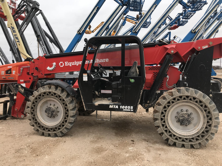 2019 Manitou MTA10055 Canopy, 120 HP, Solid Tires, Work Lights, Lift Hook, Auxiliary Hydraulics 66" Carriage and 60" Forks