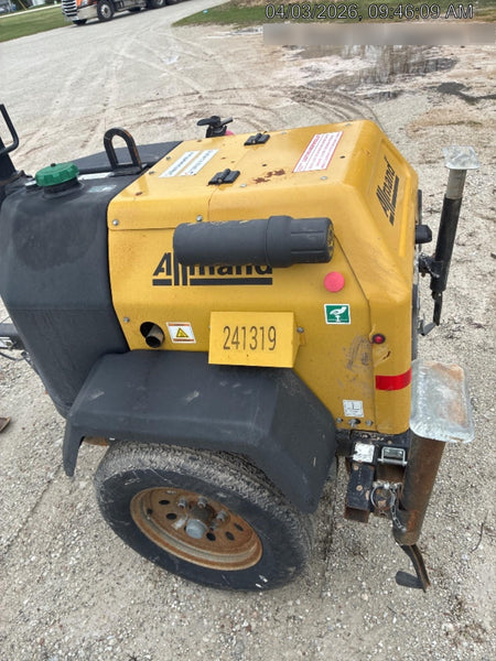 2022 Allmand NLV3GR (4) LED Light Fixture 350W, 23' Vertical Mast, 3kW Prime, Towable, Deep Sea L401, Leveling Jacks, Yanmar T4F 5.8hp