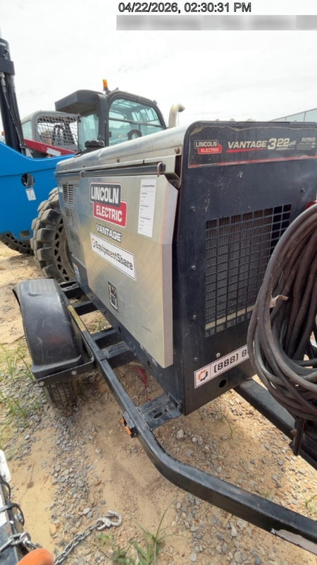 2019 Lincoln Electric Vantage 322 Welder Ready-Pak 3, Two wheel trailer, Fender and Light kit, Cable Rack