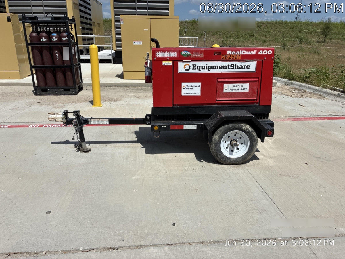 2022 Shindaiwa DGW400MDL Kubota D902 Engine, 23 HP, Dual Op Welder, Wire, Arc, Droop Stick, Tig, and CC Stick Functionality, Simulphase, 3 Phase and 1 Phase Gen Output, Single Axle NB Trlr, Slr Trckl Chrg 12V 12W, Fire Ext