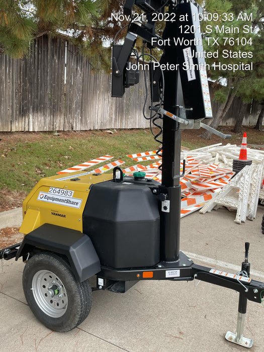 2022 Allmand NLV3GR (4) LED Light Fixture 350W, 23' Vertical Mast, 3kW Prime, Towable, ES Decals, T3