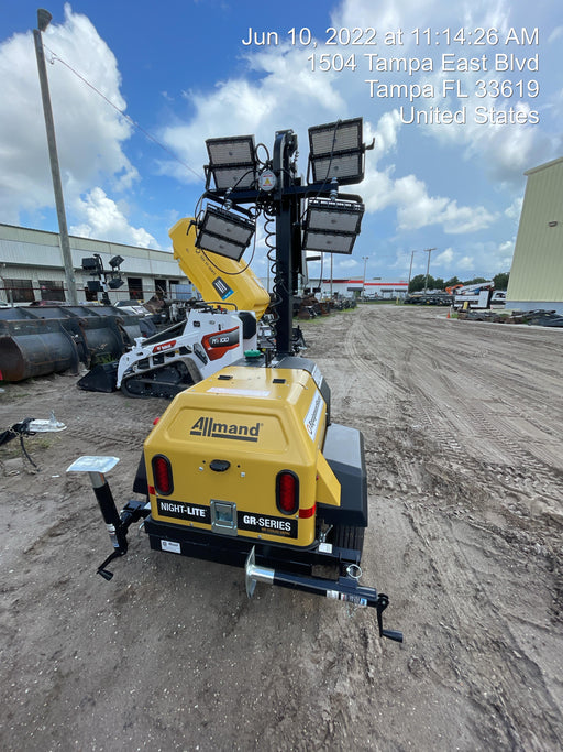 2022 Allmand NLV3GR (4) LED Light Fixture 350W, 23' Vertical Mast, 3kW Prime, Towable, Deep Sea L401, Leveling Jacks, Yanmar T4F 5.8hp