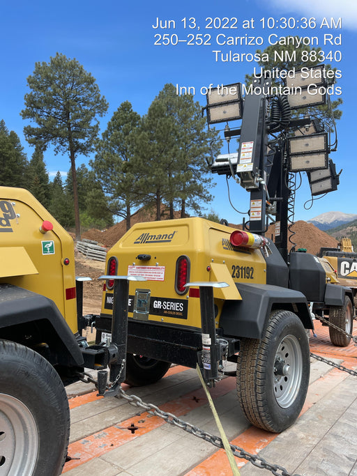 2022 Allmand NLV3GR (4) LED Light Fixture 350W, 23' Vertical Mast, 3kW Prime, Towable, Deep Sea L401, Leveling Jacks, Yanmar T4F 5.8hp