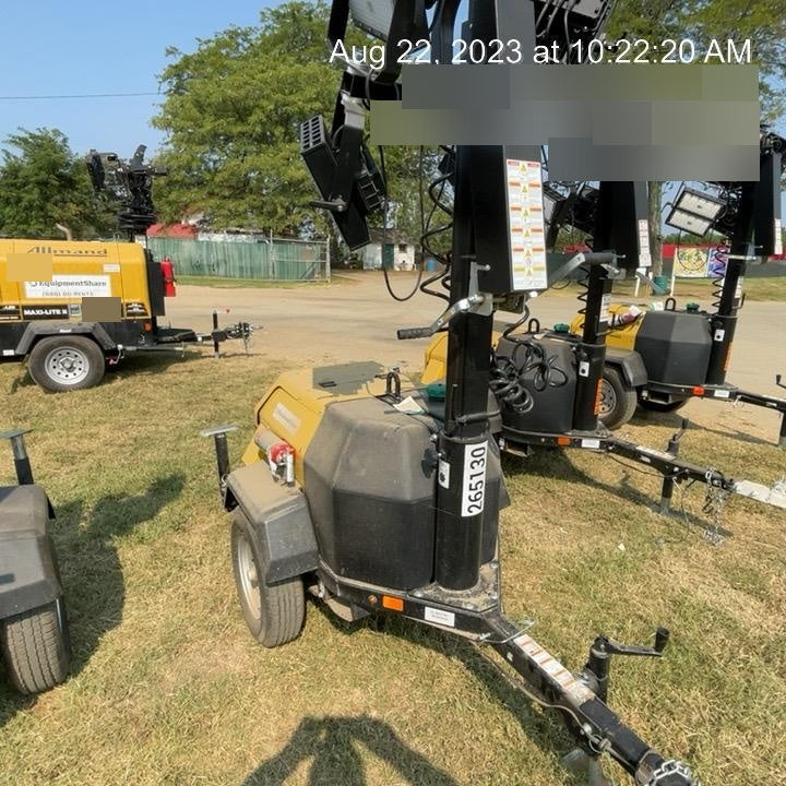 2022 Allmand NLV3GR (4) LED Light Fixture 350W, 23' Vertical Mast, 3kW Prime, Towable, ES Decals, T3
