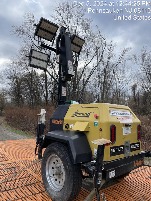 2022 Allmand NLV3GR (4) LED Light Fixture 350W, 23' Vertical Mast, 3kW Prime, Towable, Deep Sea L401, Leveling Jacks, Yanmar T4F 5.8hp