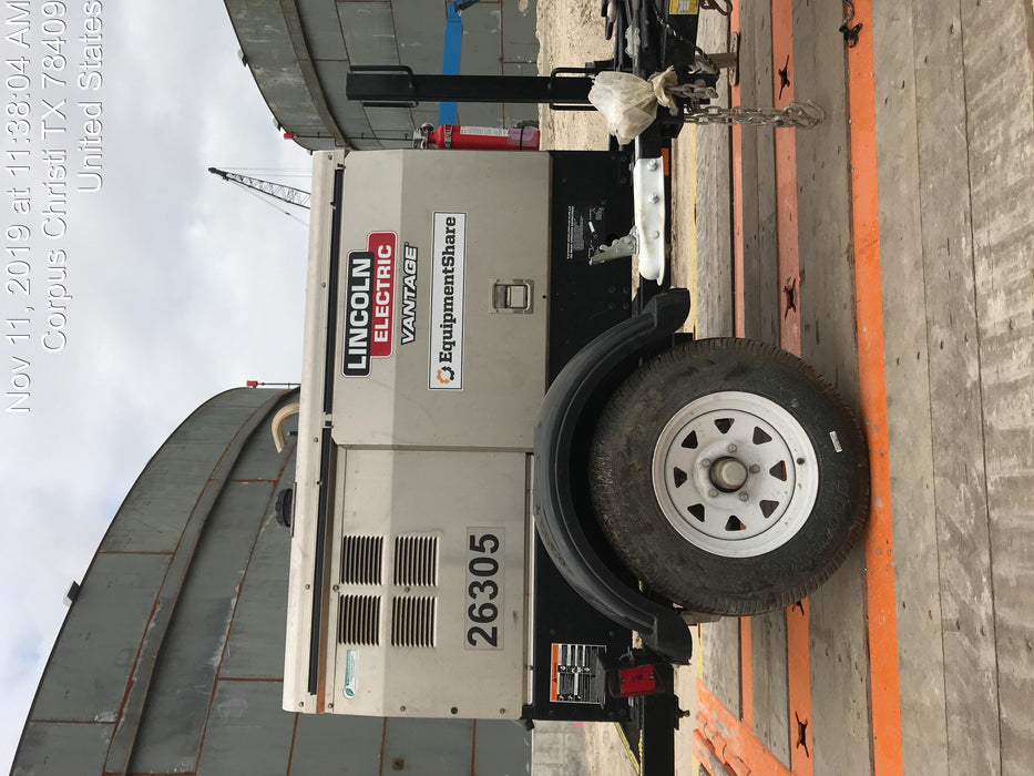 2019 Lincoln Electric Vantage 322 Lincoln Vantage 322 Welder w/Trailer, Light Kit, Cable Rack