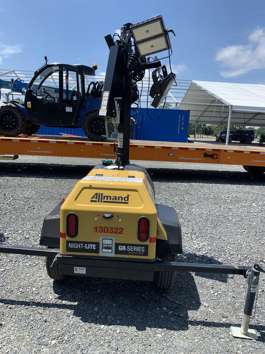 2021 Allmand NLV3GR (4) LED Light Fixture 350W, 23' Vertical Mast, 3kW Prime, Towable, Deep Sea L401, Leveling Jacks, Yanmar T4F 5.8hp