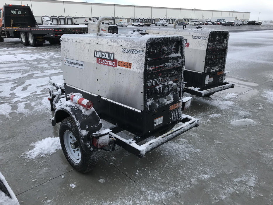 2019 Lincoln Electric Vantage 322 Ready-Pak 3, Two Wheel Trailer, Fender and Light Kit, Cable Rack