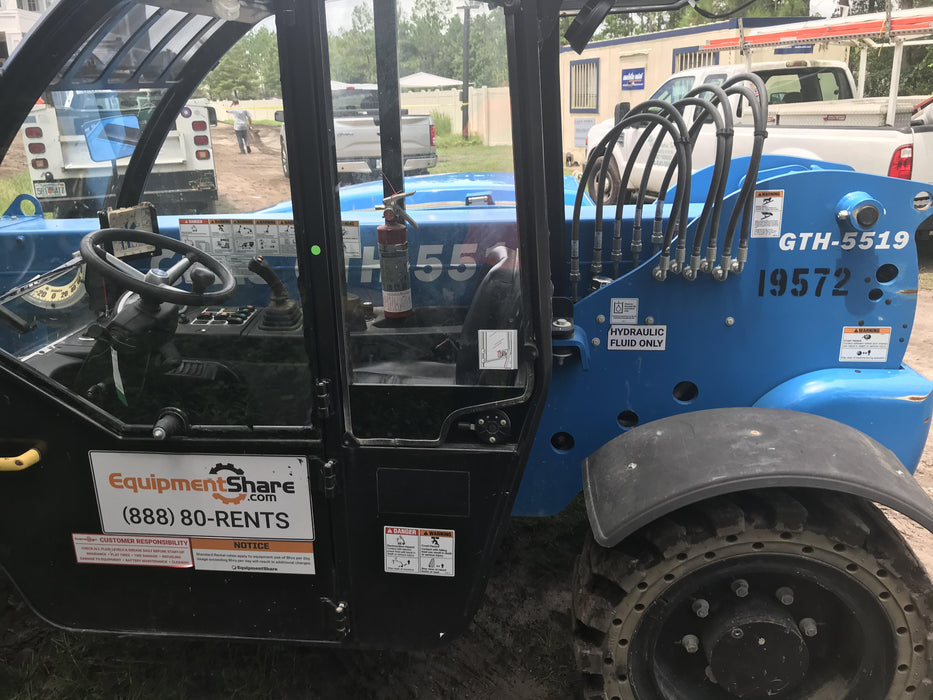 2018 Genie GTH-5519 Genie GTH-5519 Telehandler w/Enclosed Cab w/HVAC, 48" Carriage/Forks, Solid RT Tires, Work Light Package