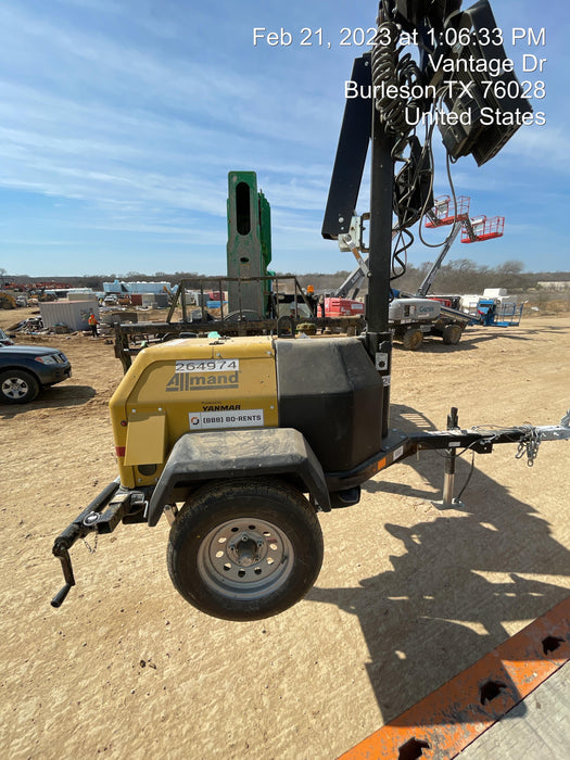 2022 Allmand NLV3GR (4) LED Light Fixture 350W, 23' Vertical Mast, 3kW Prime, Towable, ES Decals, T3