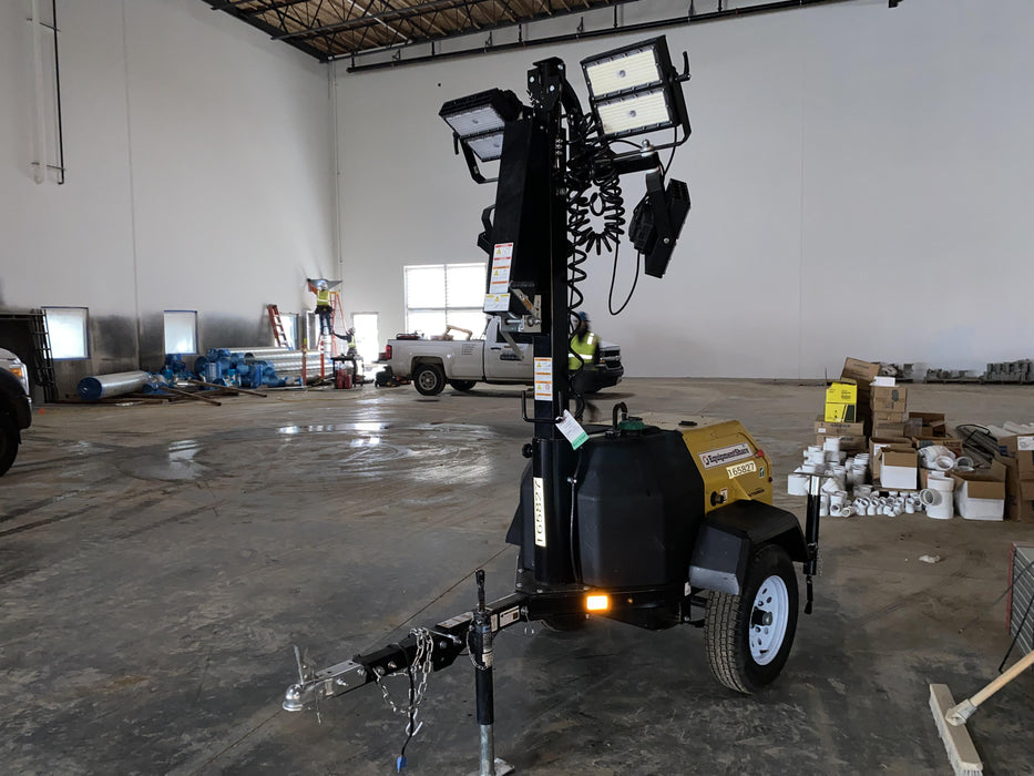 2021 Allmand NLV3GR (4) LED Light Fixture 350W, 23' Vertical Mast, 3kW Prime, Towable, Deep Sea L401, Leveling Jacks, Yanmar T4F 5.8hp