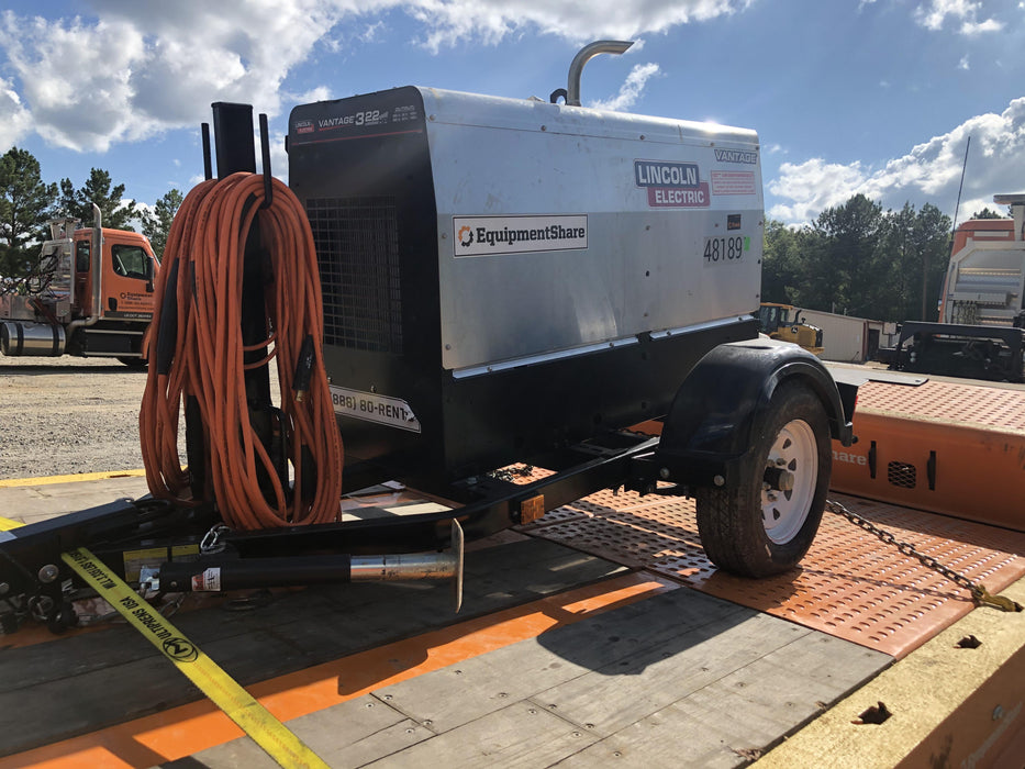 2019 Lincoln Electric Vantage 322 Ready-Pak 3, Two Wheel Trailer, Fender and Light Kit, Cable Rack