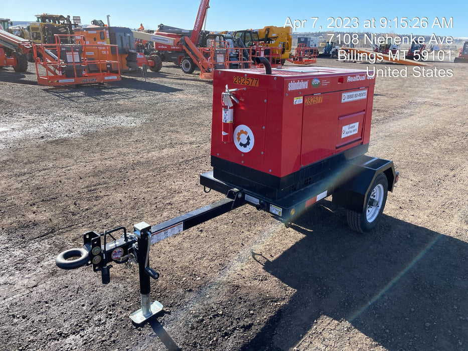 2022 Shindaiwa DGW400MDL Kubota D902 Engine, 23 HP, Dual Op Welder, Wire, Arc, Droop Stick, Tig, and CC Stick Functionality, Simulphase, 3 Phase and 1 Phase Gen Output, Single Axle NB Trlr, Slr Trckl Chrg 12V 12W, Fire Ext