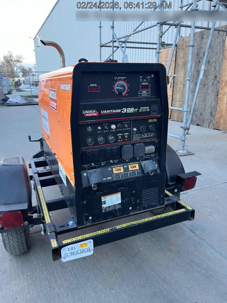 2021 Lincoln Electric Vantage 322 Vantage 322 Ready Pak 3 w/ Decals, ORANGE (includes trailer, cable rack, fender light kit) NO Telematics