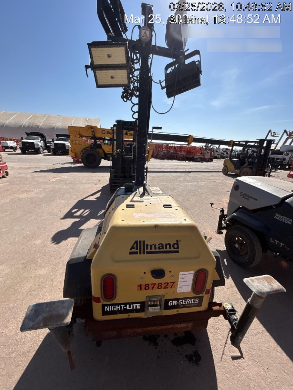 Allmand NLV3GR (4) LED Light Fixture 350W, 23' Vertical Mast, 3kW Prime, Towable, Deep Sea L401, Leveling Jacks, Yanmar T4F 5.8hp