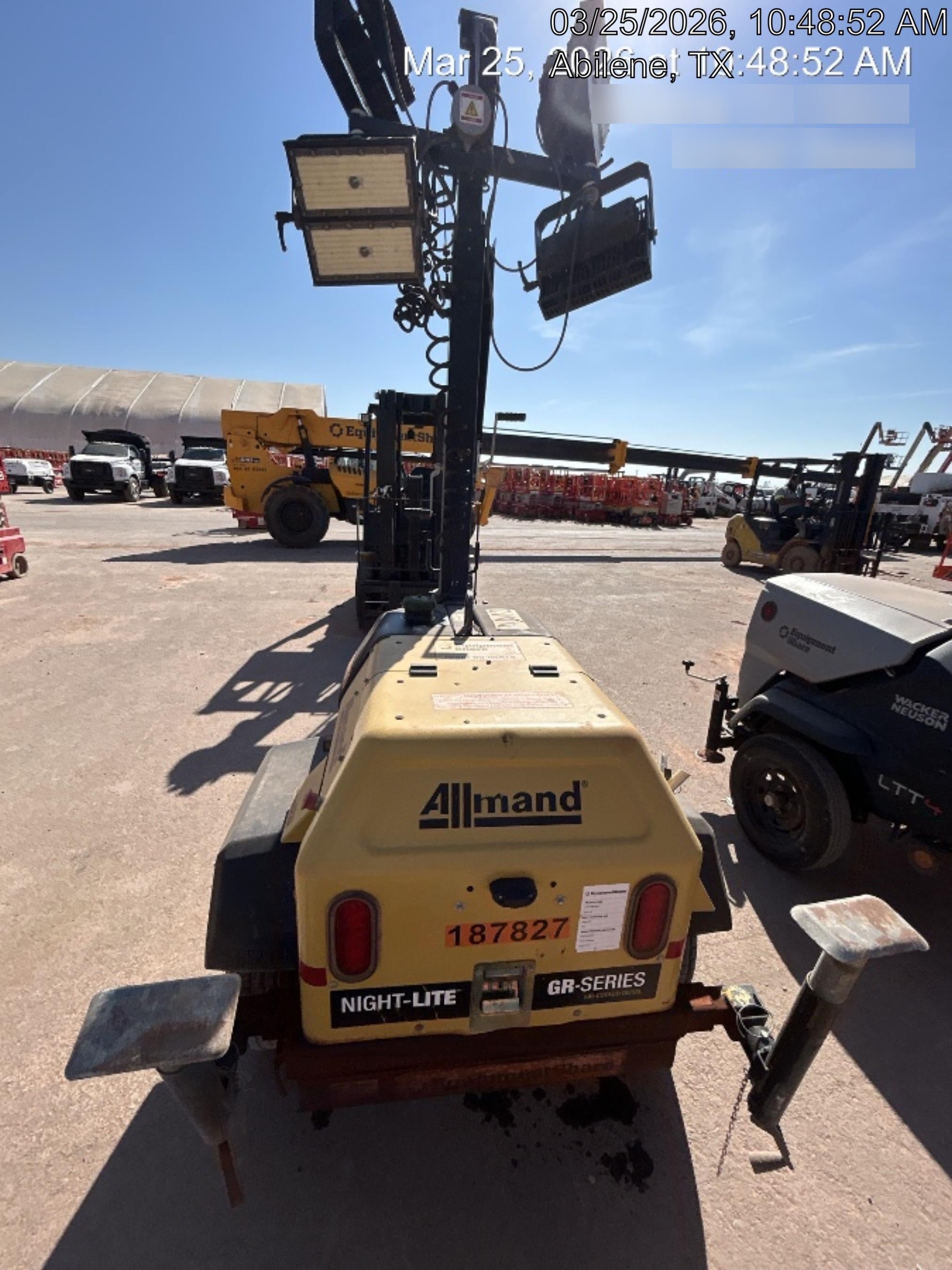 Allmand NLV3GR (4) LED Light Fixture 350W, 23' Vertical Mast, 3kW Prime, Towable, Deep Sea L401, Leveling Jacks, Yanmar T4F 5.8hp