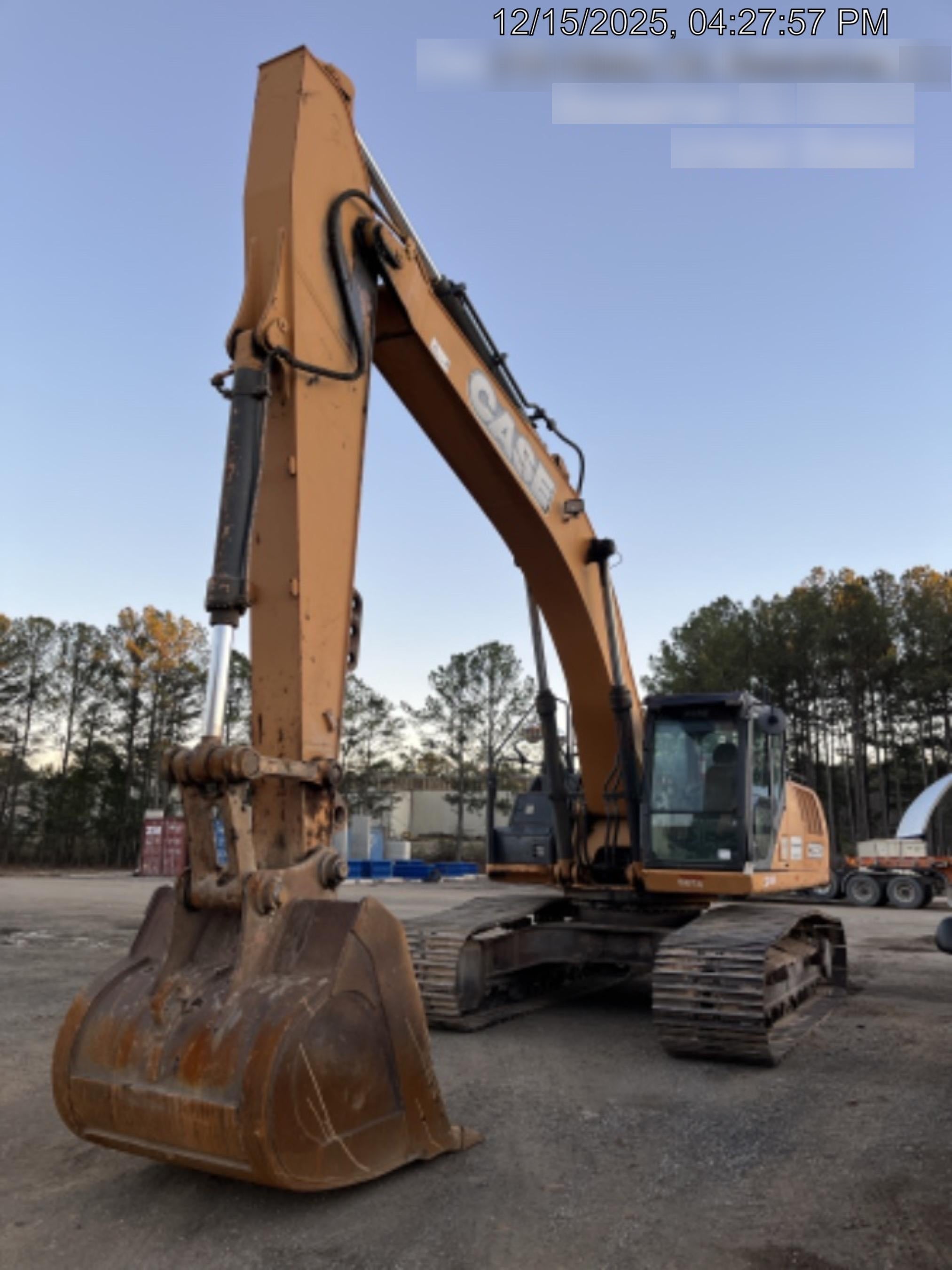 2015 Case CX350D CAB A/C, 13'-3" ARM, STEEL TRACKS, THUMB