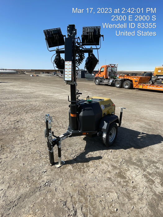 2022 Allmand NLV3GR (4) LED Light Fixture 350W, 23' Vertical Mast, 3kW Prime, Towable, ES Decals, T3