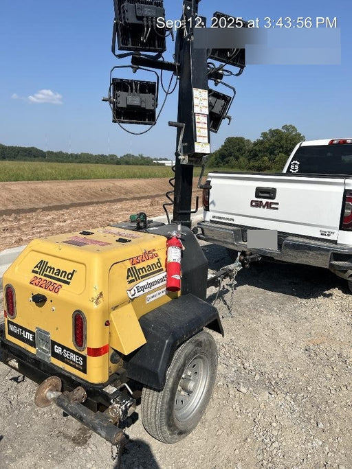 2022 Allmand NLV3GR (4) LED Light Fixture 350W, 23' Vertical Mast, 3kW Prime, Towable, Deep Sea L401, Leveling Jacks, Yanmar T4F 5.8hp