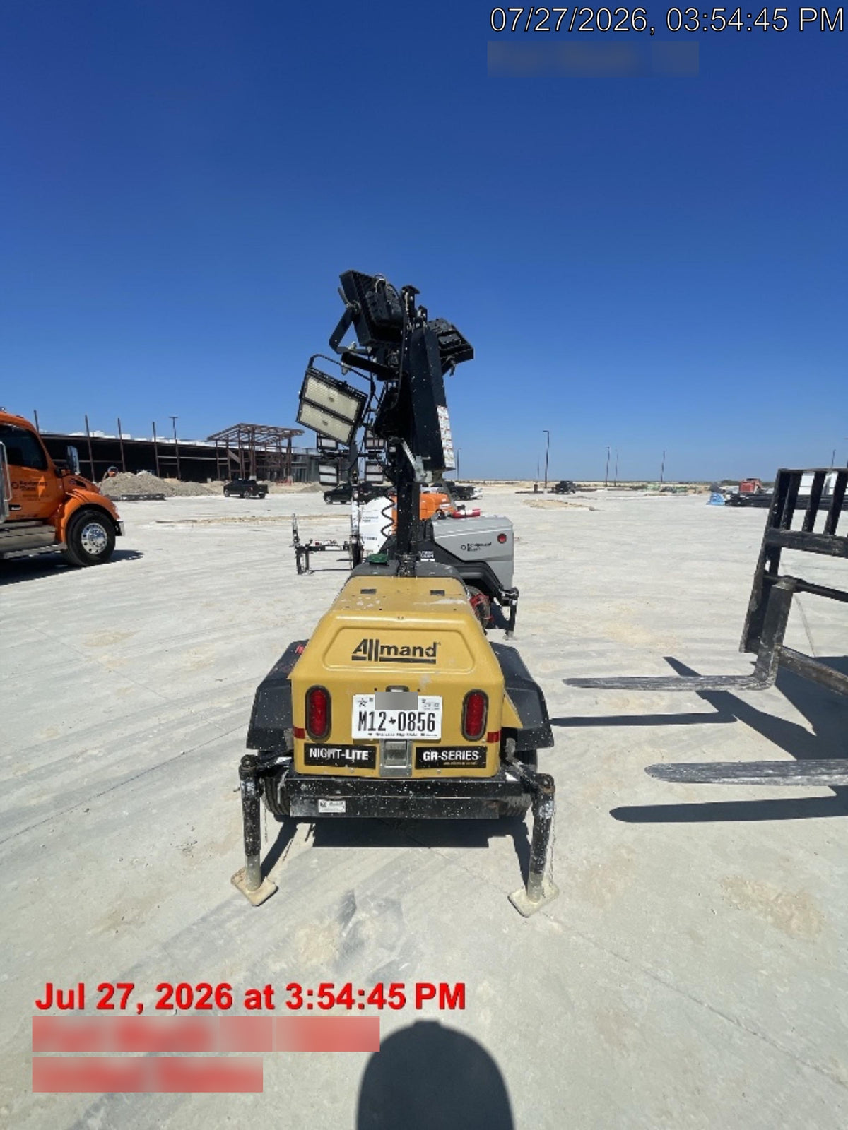 2022 Allmand NLV3GR (4) LED Light Fixture 350W, 23' Vertical Mast, 3kW Prime, Towable, ES Decals, T3