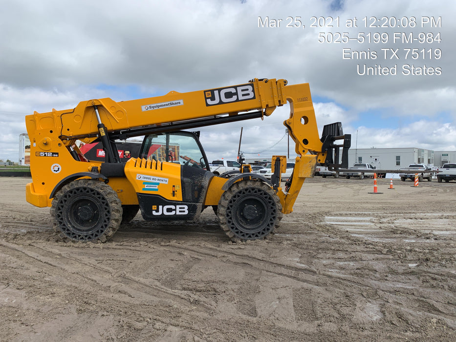 2020 JCB 512-56 Canopy, 74Hp, Solid Tires, Work Lights, Beacon, Aux Hydraulics, Back up Alarm, Lifting Eye, ES Decals