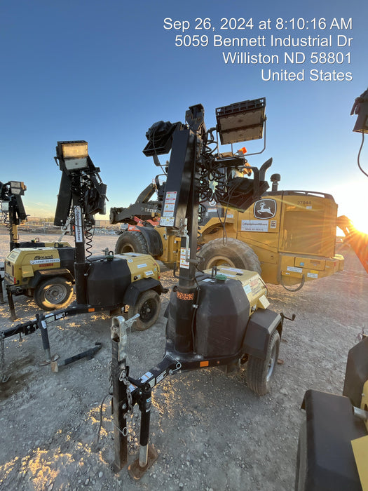 2022 Allmand NLV3GR (4) LED Light Fixture 350W, 23' Vertical Mast, 3kW Prime, Towable, Deep Sea L401, Leveling Jacks, Yanmar T4F 5.8hp