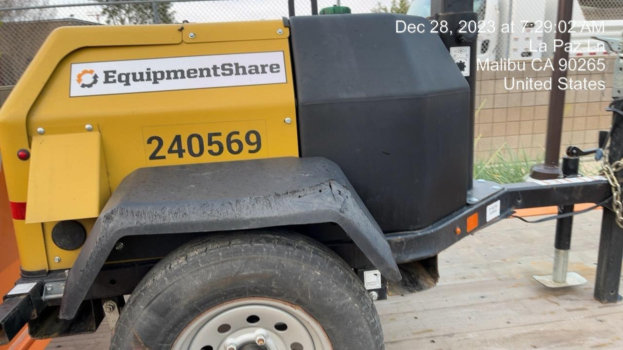 2022 Allmand NLV3GR (4) LED Light Fixture 350W, 23' Vertical Mast, 3kW Prime, Towable, Deep Sea L401, Leveling Jacks, Yanmar T4F 5.8hp