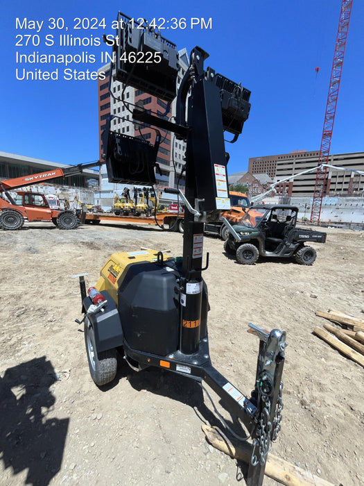 2022 Allmand NLV3GR (4) LED Light Fixture 350W, 23' Vertical Mast, 3kW Prime, Towable, Deep Sea L401, Leveling Jacks, Yanmar T4F 5.8hp