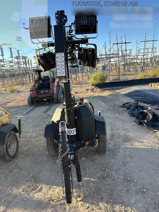 2022 Allmand NLV3GR (4) LED Light Fixture 350W, 23' Vertical Mast, 3kW Prime, Towable, ES Decals, T3