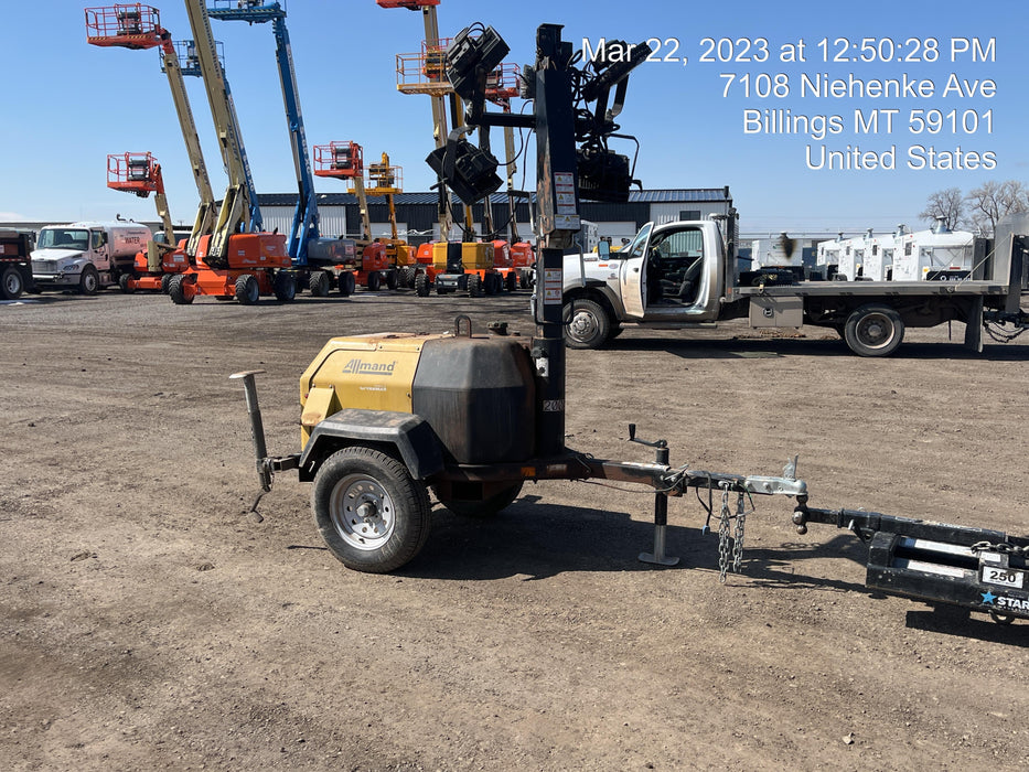 2022 Allmand NLV3GR (4) LED Light Fixture 350W, 23' Vertical Mast, 3kW Prime, Towable, Deep Sea L401, Leveling Jacks, Yanmar T4F 5.8hp