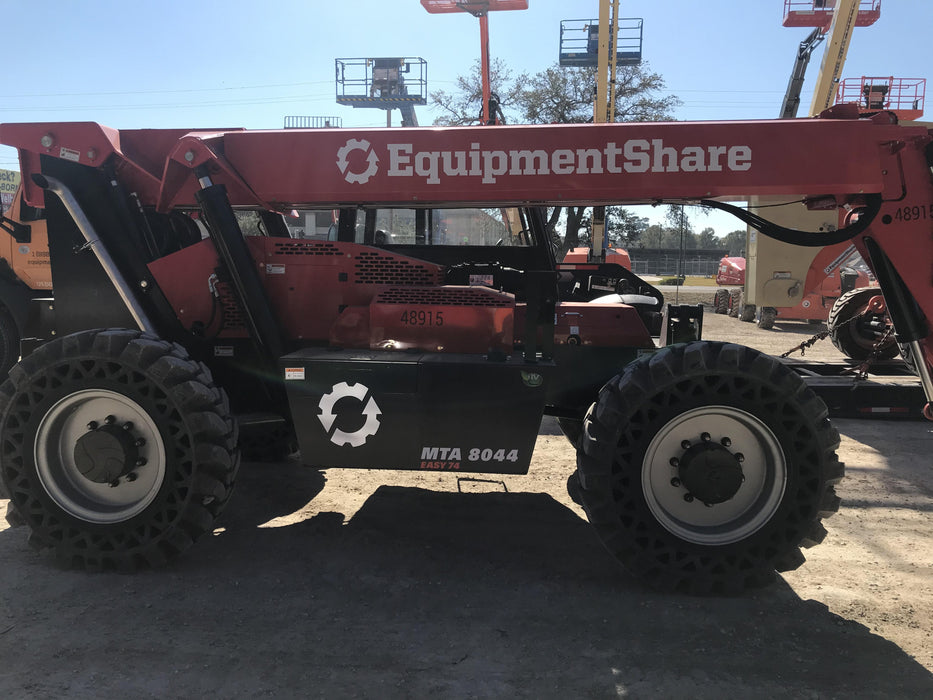 2020 Manitou MTA8044 74hp T4F, Cab/Heat/Air, Cab and Boom LED work lights, Auxiliary Hydraulics, Solid Tires, Amber strobe, Lift Hook w/66" Carriage, 60" Forks