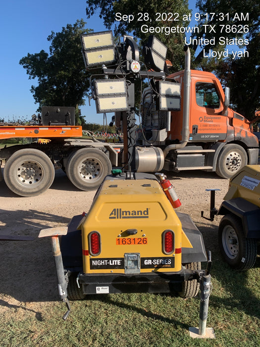 2021 Allmand NLV3GR (4) LED Light Fixture 350W, 23' Vertical Mast, 3kW Prime, Towable, Deep Sea L401, Leveling Jacks, Yanmar T4F 5.8hp