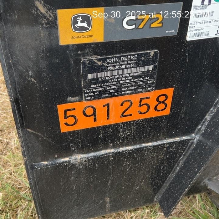 2025 JOHN DEERE 72" Skid Loader Bucket - John Deere C72