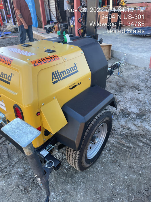 2022 Allmand NLV3GR (4) LED Light Fixture 350W, 23' Vertical Mast, 3kW Prime, Towable