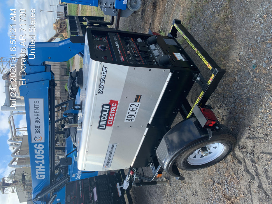 2019 Lincoln Electric Vantage 322 Ready-Pak 3, Two Wheel Trailer, Fender and Light Kit, Cable Rack