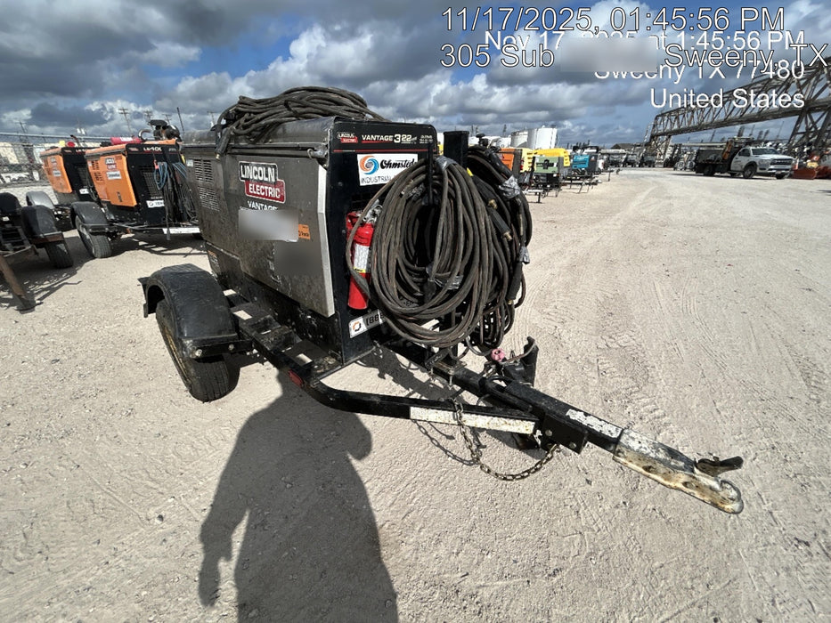 2019 Lincoln Electric Vantage 322 Ready-Pak 3, Two Wheel Trailer, Fender and Light Kit, Cable Rack
