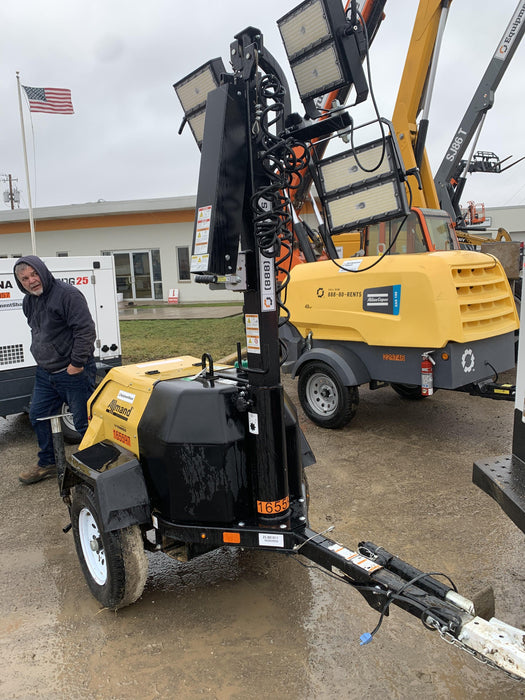 2021 Allmand NLV3GR (4) LED Light Fixture 350W, 23' Vertical Mast, 3kW Prime, Towable, Deep Sea L401, Leveling Jacks, Yanmar T4F 5.8hp