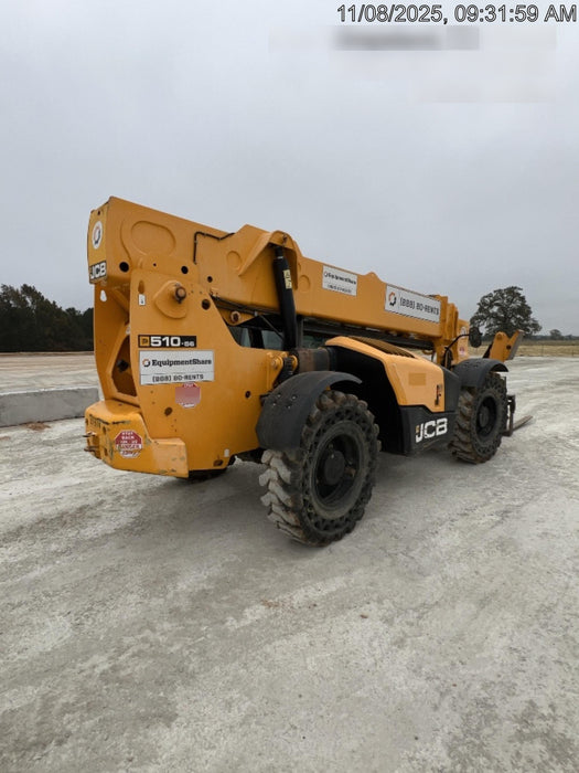 2019 JCB 510-56 74 HP w/CAB/HVAC, Beacon, Worklights, Aux Hydraulics, Solid Tires 72" Carriage/60" Forks