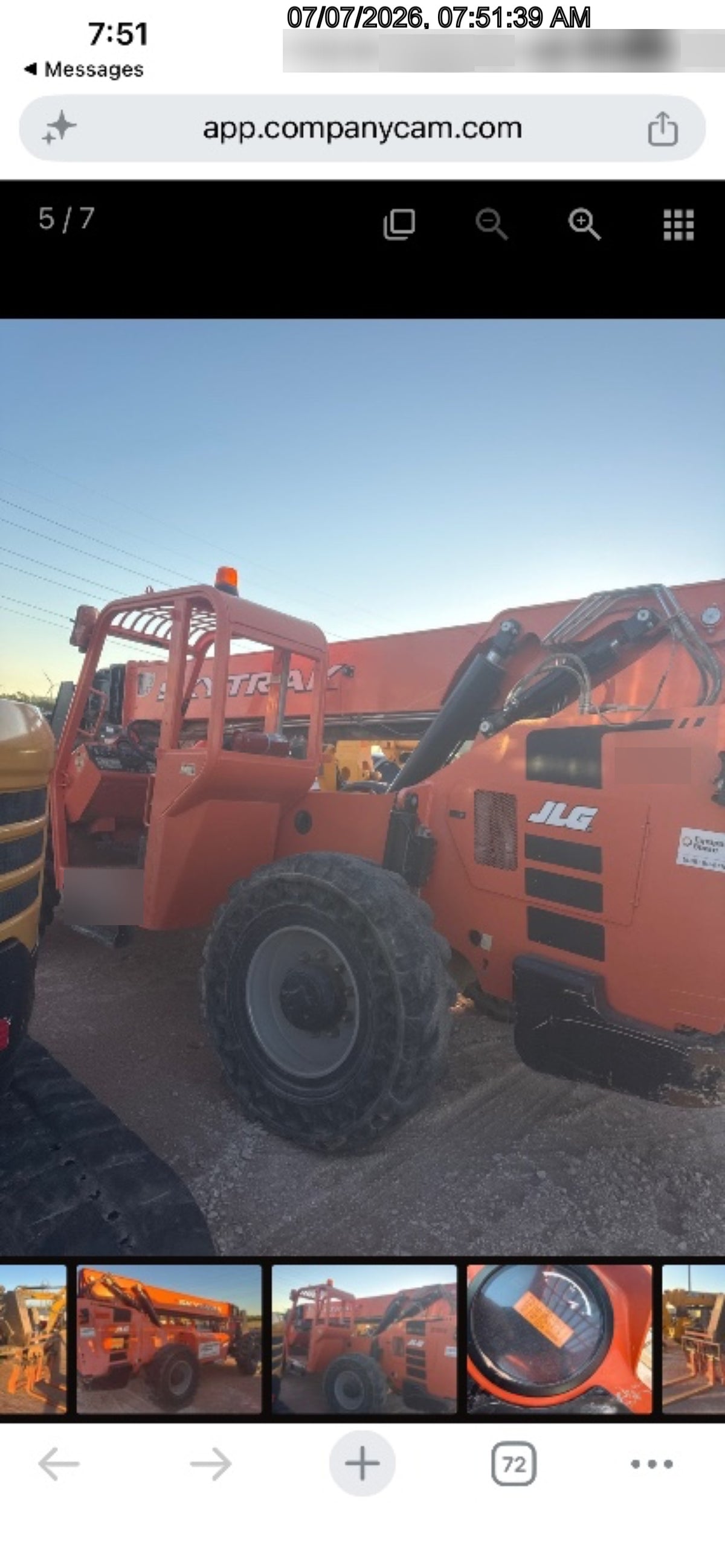 2018 Skytrak 10054 Skytrak 10054 10K Telehandler w/Open ROPS Solid Tires, LED Work Lights, Rotating Beacon, 60" Carriage/60" Forks