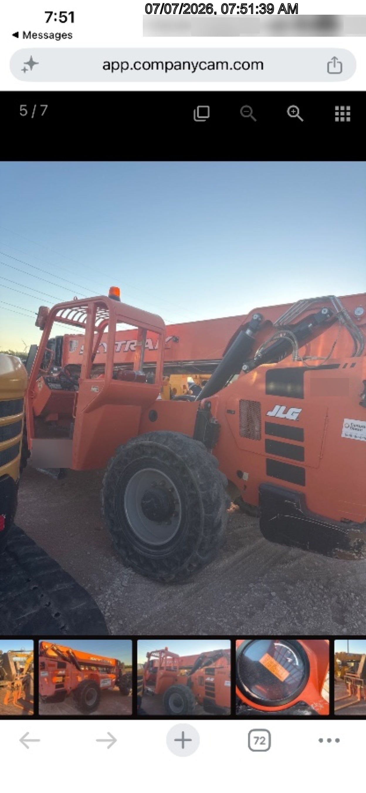 2018 Skytrak 10054 Skytrak 10054 10K Telehandler w/Open ROPS Solid Tires, LED Work Lights, Rotating Beacon, 60" Carriage/60" Forks