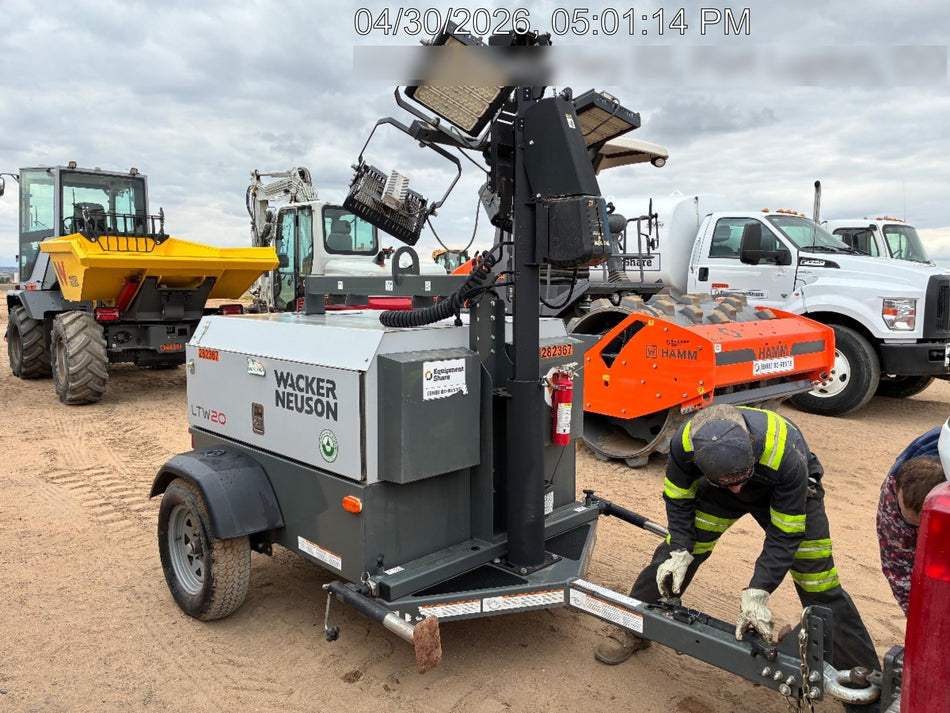 2022 Wacker Neuson LTW20Z1 Isuzu Dsl. Engine, 23' Mast, (4) 300W LED Lights, CWK, Programmable Dawn to Dusk, 360 Deg. Rotation, 57 Gal. Tank, Trailer Mounted