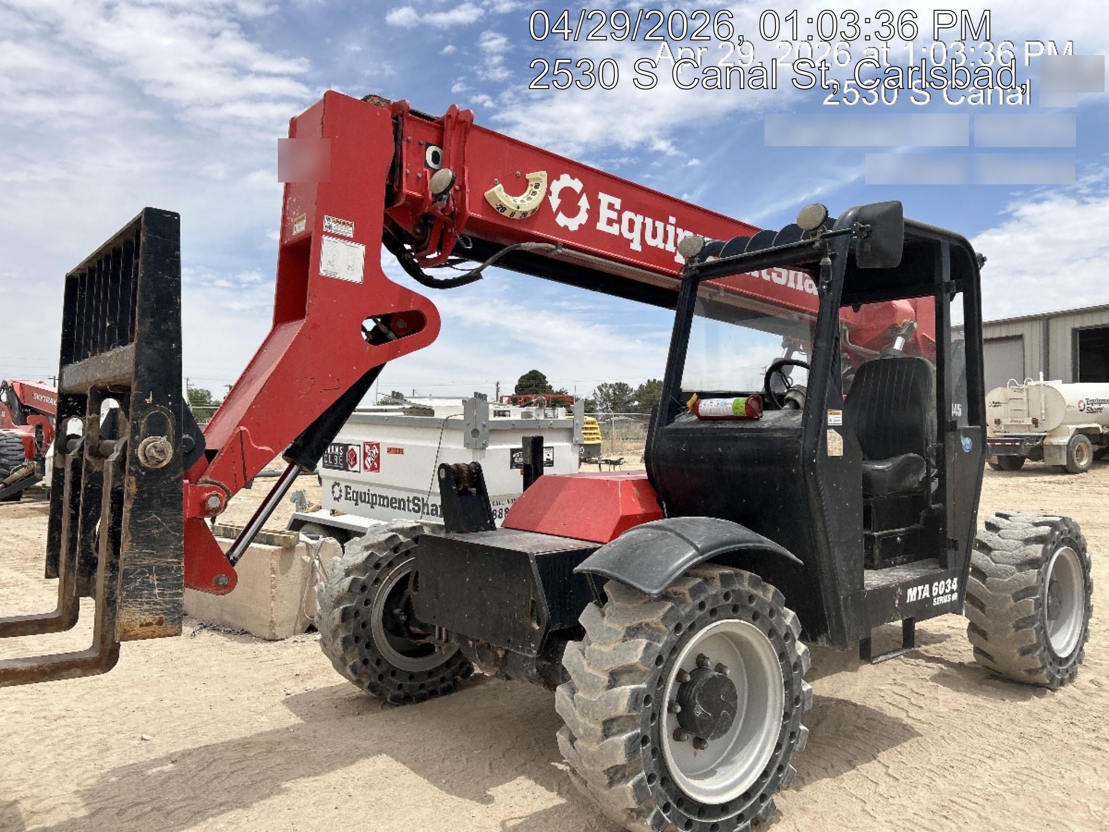 2019 Manitou MTA6034 Canopy, LED Work Lights, Solid Tires, Beacon, Auxiliary Hydraulics 48" Carriage and 48" Forks