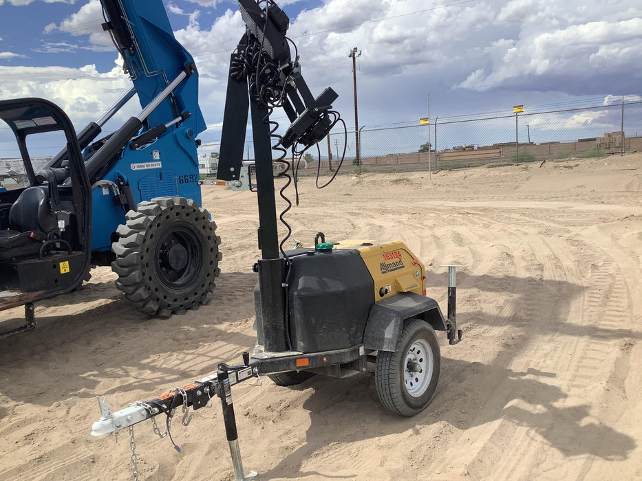 2021 Allmand NLV3GR (4) LED Light Fixture 350W, 23' Vertical Mast, 3kW Prime, Towable, Deep Sea L401, Leveling Jacks, Yanmar T4F 5.8hp