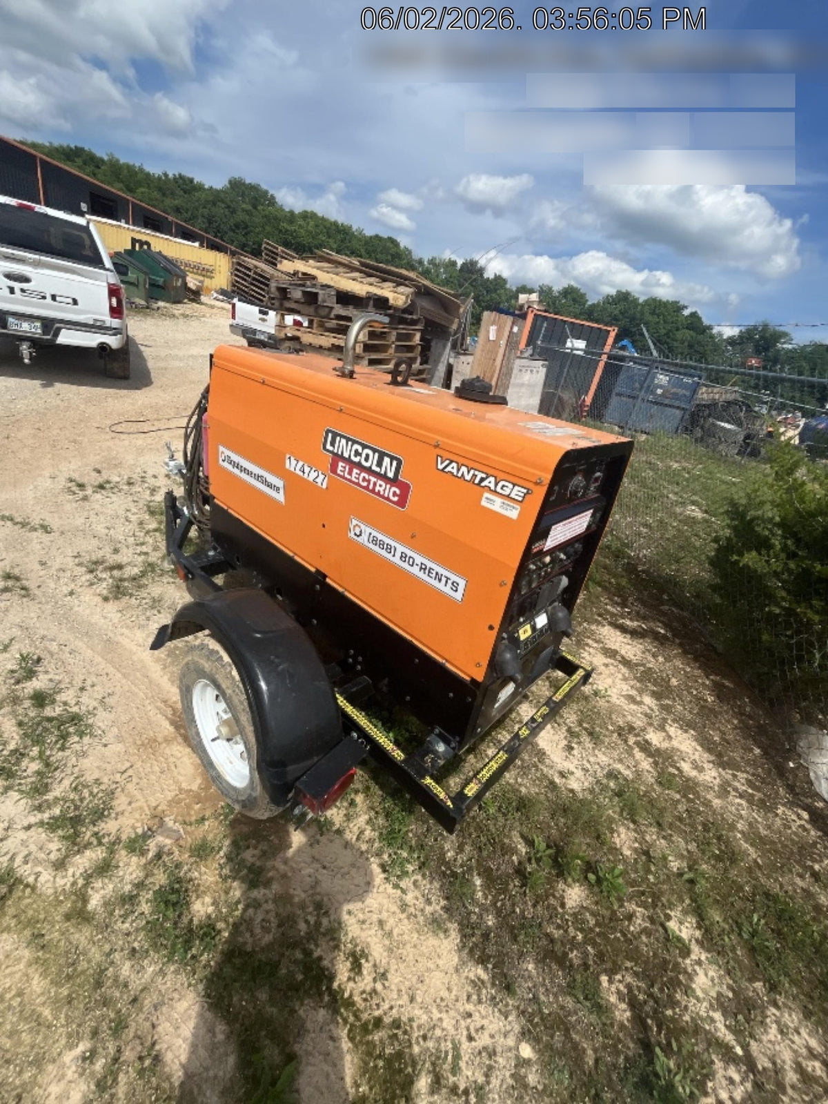 2021 Lincoln Electric Vantage 322 Vantage 322 Ready Pak 3 w/ Decals, ORANGE (includes trailer, cable rack, fender light kit) NO Telematics
