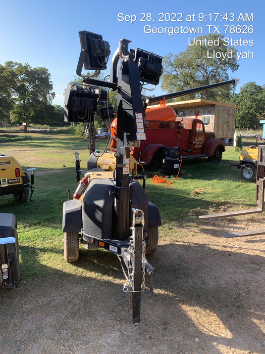 2021 Allmand NLV3GR (4) LED Light Fixture 350W, 23' Vertical Mast, 3kW Prime, Towable, Deep Sea L401, Leveling Jacks, Yanmar T4F 5.8hp