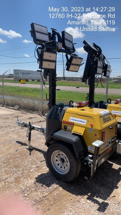 2022 Allmand NLV3GR (4) LED Light Fixture 350W, 23' Vertical Mast, 3kW Prime, Towable, ES Decals, T3